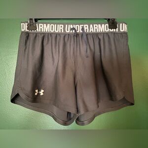 Under Armour Shorts Women's Small Running Logo Band Heat Gear Gray